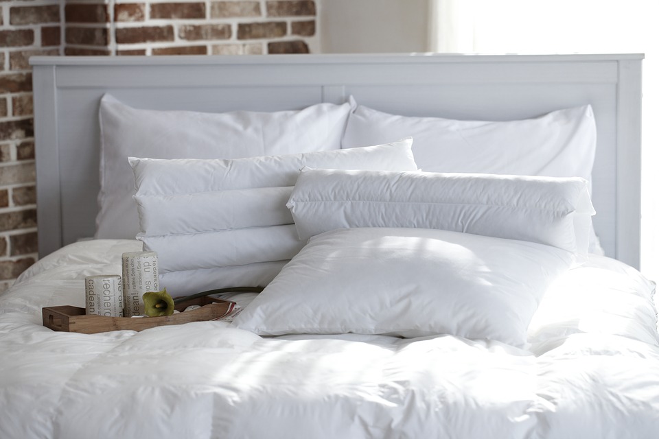 pillows and bed
